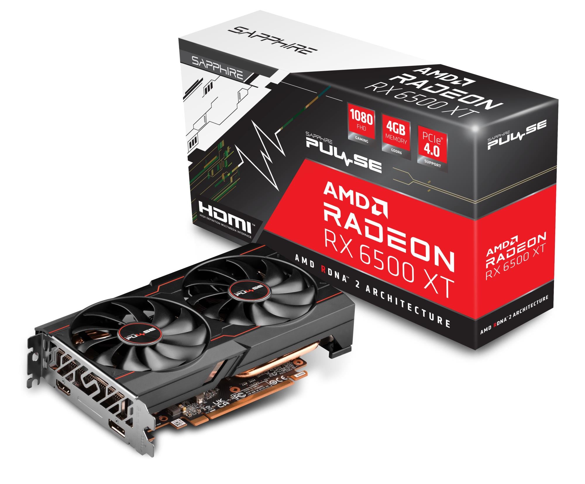 Graphics Card SAPPHIRE AMD Radeon RX 6500 XT 4 GB GDDR6 PCIE 4.0 4x Dual Slot Fansink 1xHDMI 1xDisplayPort 11314-07-20G