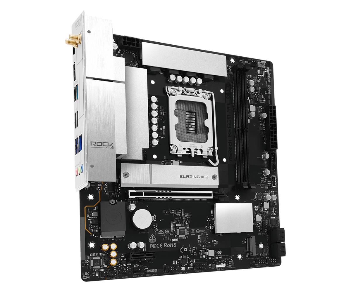 Mainboard ASROCK Intel B860 LGA 1851 (Socket V1) micro ATX RAM DDR5-SDRAM 2xSlots Wi-Fi Yes Bluetooth Yes 1xNumber of M.2 (M) slots B860MROCKWIFI