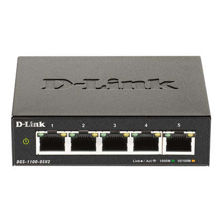 D-Link | Smart Managed Switch | DGS-1100-05V2/E | Managed L2 | Rackmountable | Gigabit Ethernet (copper) ports quantity 