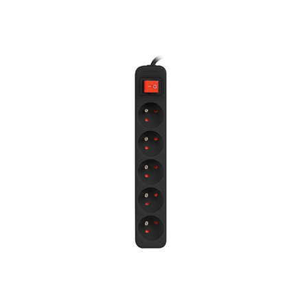 Lanberg Cable Power Strip 3M 5X French Outlets with Switch, Quality-Grade Copper | PS1-05E-0300-BK