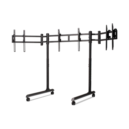 Next Level Racing Floor stand | Round Tube Freestanding Single Monitor Stand | Up to 3x43 " | Height adjustment, Tilt | Maximum weight (capacity) 50 kg | Black
