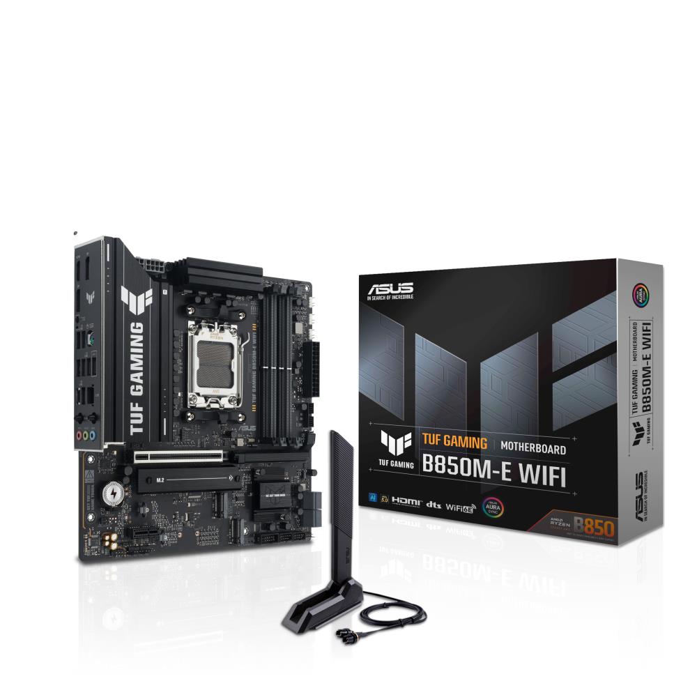 Mainboard ASUS AMD B850 SAM5 Micro-ATX Memory DDR5 Memory slots 4 1xPCI-Express 4.0 1x 1xPCI-Express 4.0 16x 1xPCI-Express 5.0 16x 3xM.2 1xHDMI 2xDisplayPort 4xUSB 2.0 2xUSB 3.2 2xUSB-C 1xPS/2 1xRJ45 3xAudio port TUFGAMINGB850M-EWIFI