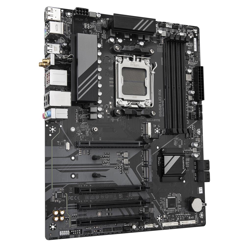 Mainboard GIGABYTE AMD B650 SAM5 ATX Memory DDR5 Memory slots 4 1xPCI-Express 16x 3xPCI-Express 3.0 16x 3xM.2 1xHDMI 1xDisplayPort 6xUSB 2.0 2xUSB 3.2 1xUSB-C 1xRJ45 3xAudio port B650UDAX1.0Y1
