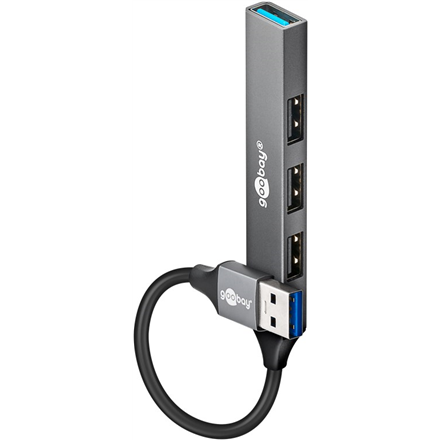Goobay Slim 4-Port USB Hub, USB-A to USB-A, 5 Gbit/s | 74456