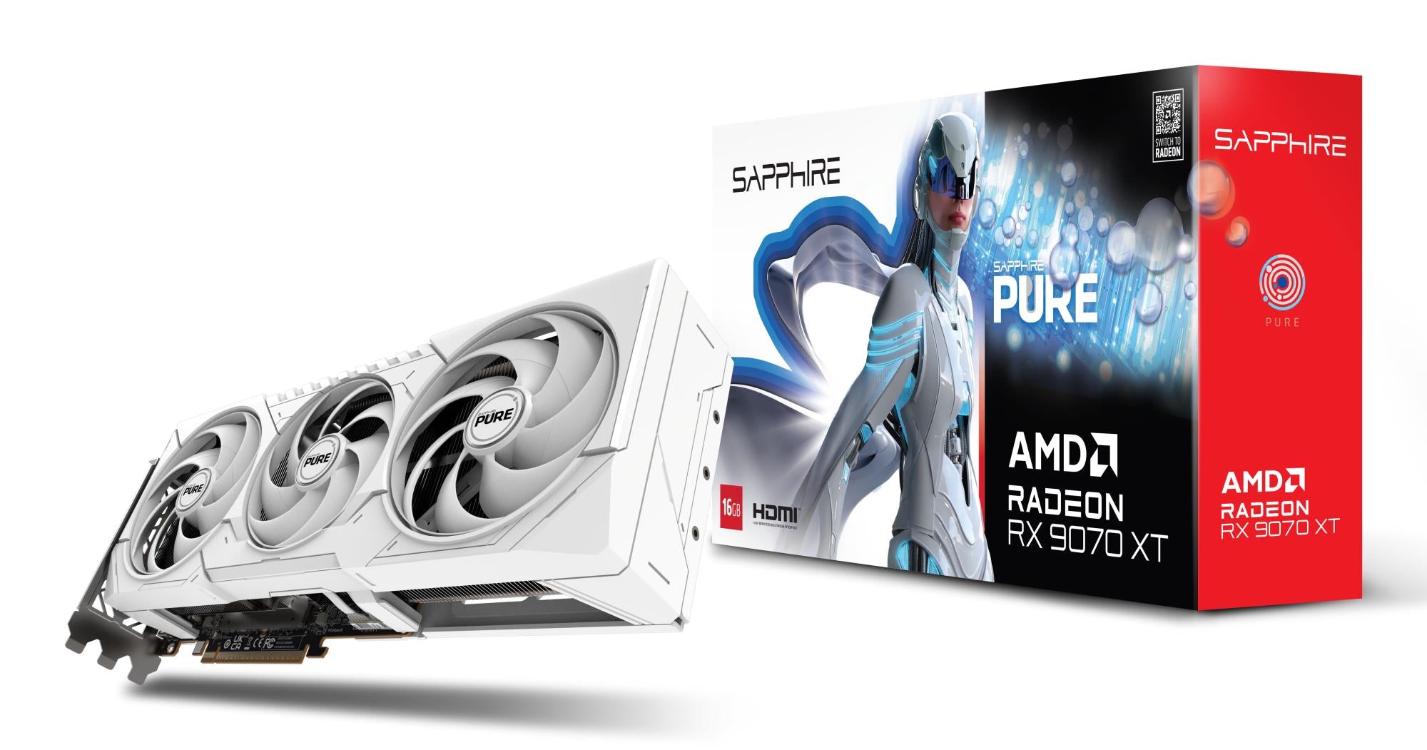 Graphics Card SAPPHIRE AMD Radeon RX 9070 XT 16 GB GDDR6 256 bit PCIE 5.0 16x GPU 2460 MHz Triple slot Fansink 2xHDMI 2xDisplayPort 11348-02-20G