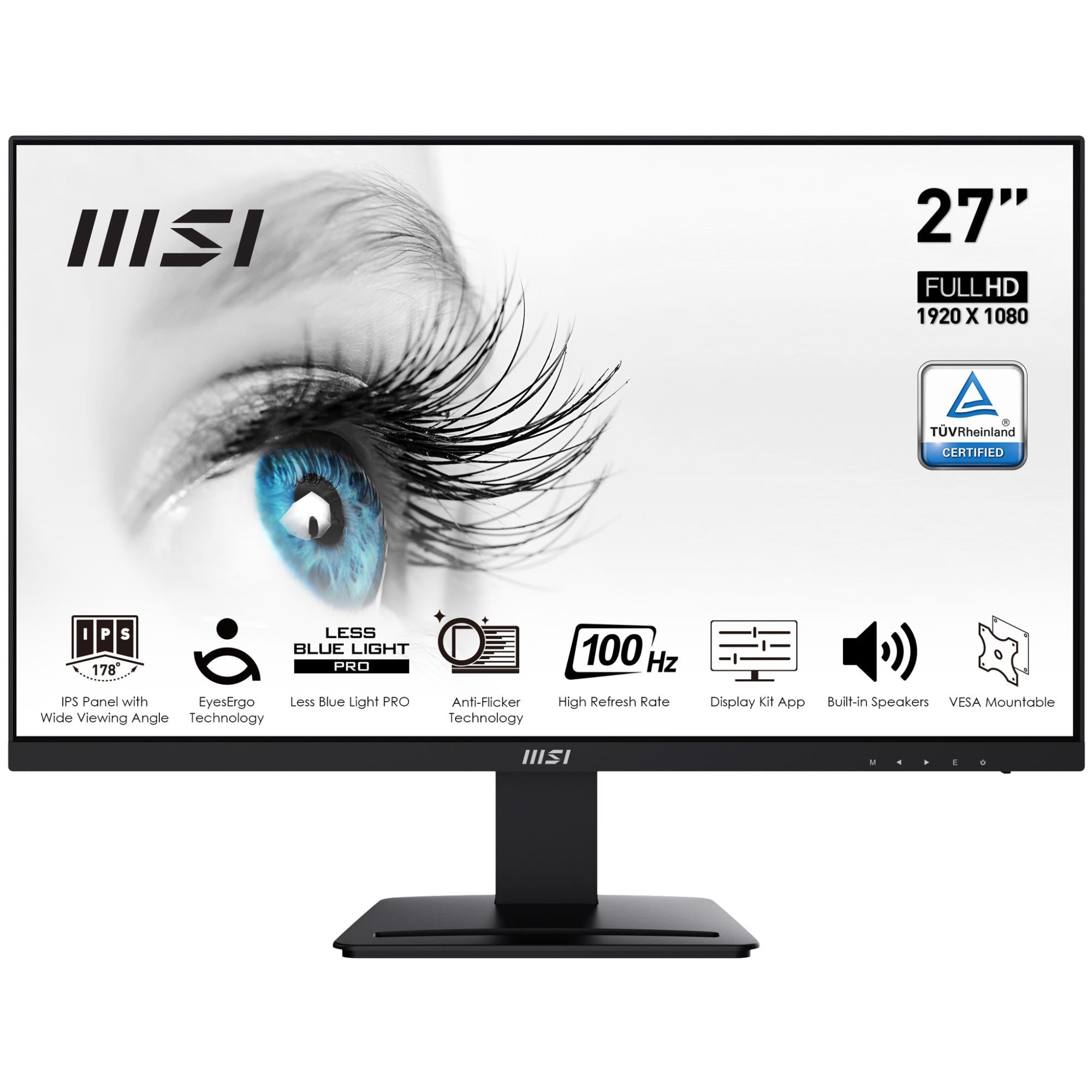 LCD Monitor MSI PRO MP273A 27" Business Panel IPS 1920x1080 16:9 100Hz Matte 4 ms Speakers Tilt Colour Black PROMP273A