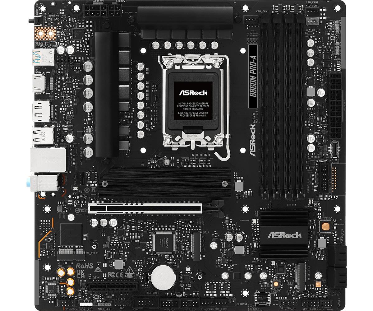 Mainboard ASROCK Intel B860 LGA 1851 (Socket V1) micro ATX RAM DDR5-SDRAM 4xSlots 3xNumber of M.2 (M) slots B860MPRO-A