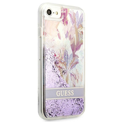 Guess Flower Liquid Glitter case for iPhone SE 2022 / SE 2020 / 7 / 8 - purple