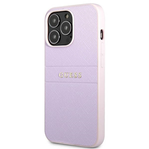 Guess Saffiano Stripe iPhone 13 Pro Max Case - Purple
