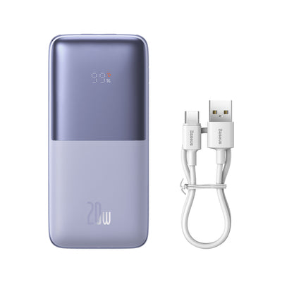 Baseus Bipow Pro Power Bank 10000mAh 20W Purple with USB Type A - USB Type C 3A 0.3m Cable (PPBD040205)