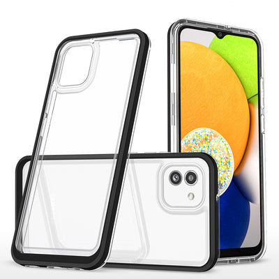Clear 3in1 case for Samsung Galaxy A03 silicone cover with frame black — Hurtel