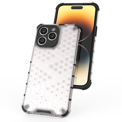 Honeycomb case for iPhone 14 Pro armored hybrid cover transparent — Hurtel