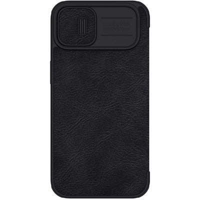 Nillkin Qin Leather Pro Case iPhone 14 Plus Camera Cover Holster Cover Flip Case Black