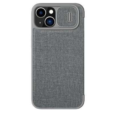 Nillkin Qin Cloth Pro Case Case for iPhone 14 Plus Camera Cover Holster Cover Flip Case Gray
