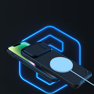 Nillkin Textured S Case for iPhone 14 Plus, armored cover with camera cover, blue