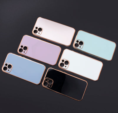 Lighting Color Case for Samsung Galaxy A73 5G Gold Frame Gel Cover Blue — Hurtel