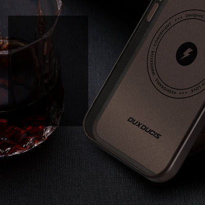 Dux Ducis Naples Case for iPhone 14 Plus Leather Cover (MagSafe Compatible) Dark Brown