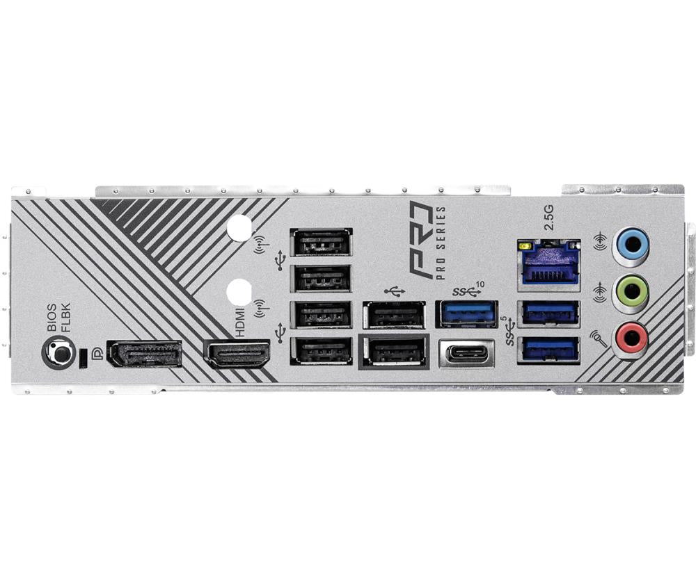 Mainboard ASROCK AMD B650 SAM5 ATX Memory DDR5 Memory slots 4 1xPCI-Express 3.0 16x 1xPCI-Express 4.0 16x 3xM.2 1xHDMI 1xDisplayPort 6xUSB 2.0 3xUSB 3.2 1xUSB-C 1xRJ45 3xAudio port B650PRORS