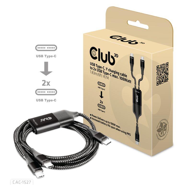 CABLE USB-C TO 2XUSB-C 1.83M/M/M CAC-1527 CLUB3D