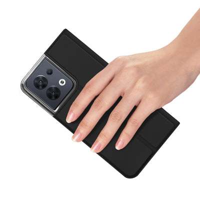 Dux Ducis Skin Pro case for Oppo Reno 8 flip cover card wallet stand black