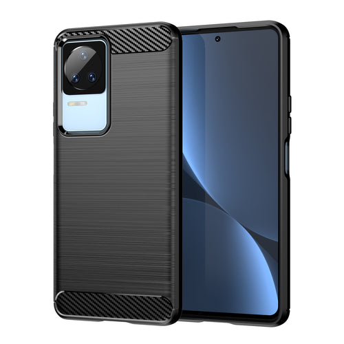 Carbon Case for Xiaomi Poco F4 5G flexible silicone carbon cover black — Hurtel