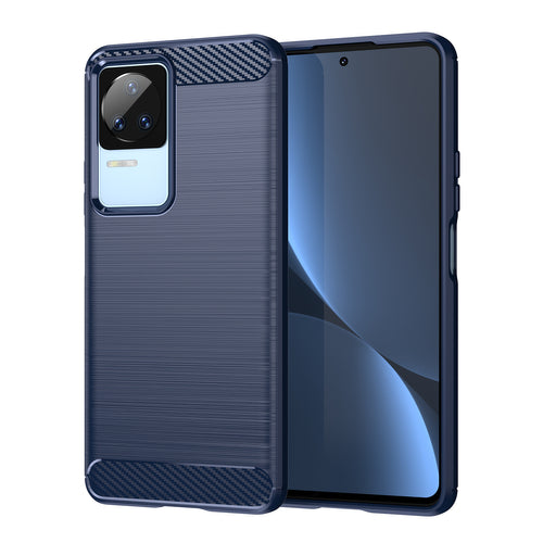Carbon Case for Xiaomi Poco F4 5G flexible silicone carbon cover blue — Hurtel