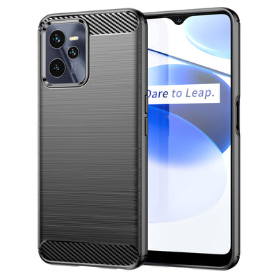 Carbon Case case for Realme C35 flexible silicone carbon cover black — Hurtel