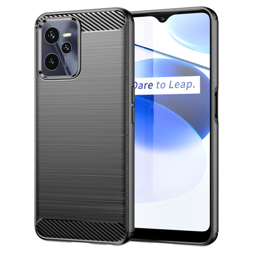 Carbon Case case for Realme C35 flexible silicone carbon cover black — Hurtel