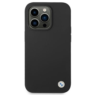 BMW Silicone Metal Logo Case for iPhone 14 Pro Max - Black