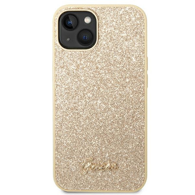 Guess Glitter Script Case for iPhone 14 Plus - Gold