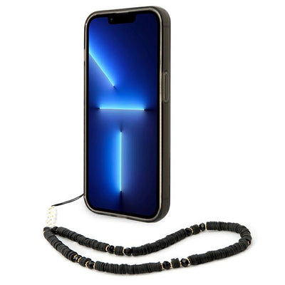 Guess Translucent Pearl Strap Case for iPhone 14 Pro - Black
