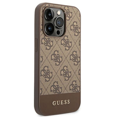 Guess GUHCP14LG4GLBR iPhone 14 Pro 6.1" brown/brown hard case 4G Stripe Collection