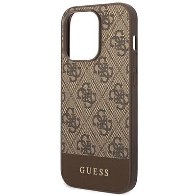 Guess GUHCP14LG4GLBR iPhone 14 Pro 6.1" brown/brown hard case 4G Stripe Collection