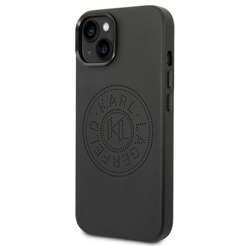 Karl Lagerfeld Leather Perforated Logo Case for iPhone 14 Plus - Black