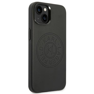 Karl Lagerfeld Leather Perforated Logo Case for iPhone 14 Plus - Black