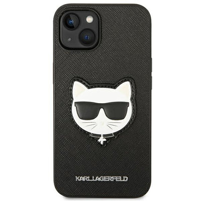 Karl Lagerfeld Saffiano Choupette Head Patch Case for iPhone 14 Plus - Black