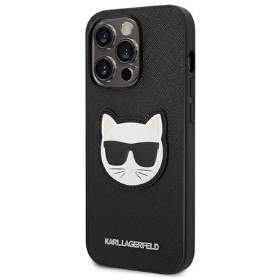 Karl Lagerfeld Saffiano Choupette Head Patch Case for iPhone 14 Pro - Black