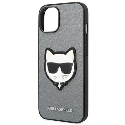 Karl Lagerfeld Saffiano Choupette Head Patch case for iPhone 14 - silver