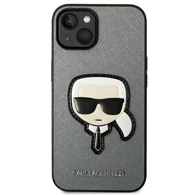 Karl Lagerfeld Saffiano Karl's Head Patch case for iPhone 14 Plus - silver