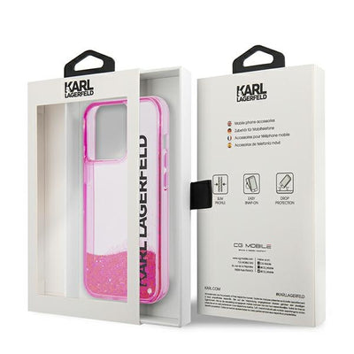 Karl Lagerfeld Liquid Glitter Elong Case for iPhone 14 Pro - Pink