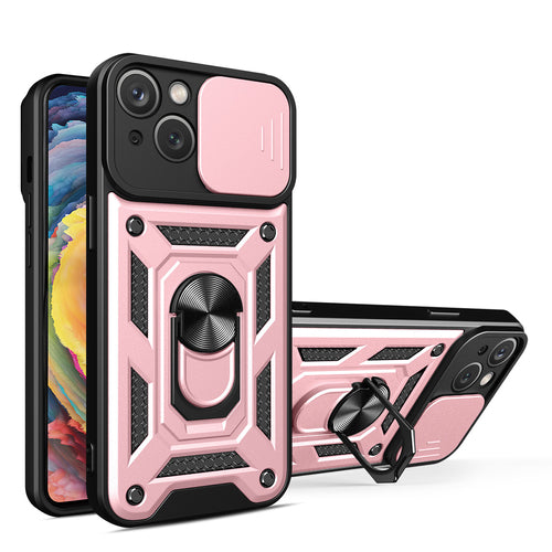 Hybrid Armor Camshield case for iPhone 14 Plus armored case with camera cover pink — Hurtel