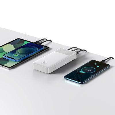 Baseus Bipow fast charging power bank 20000mAh 15W white (Overseas Edition) + USB-A - Micro USB cable 0.25m white (PPBD050102