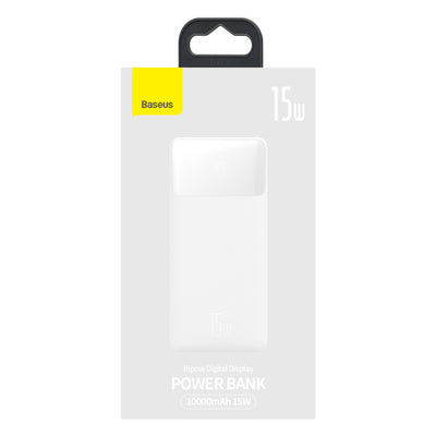 Baseus Bipow powerbank with display 10000mAh 15W white (Overseas Edition) + USB-A - Micro USB cable 0.25m white (PPBD050002)