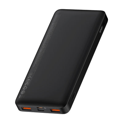Baseus Bipow Fast Charging Power Bank 10000mAh 20W Black (Overseas Edition) + USB-A - Micro USB 0.25m Black Cable (PPBD050301