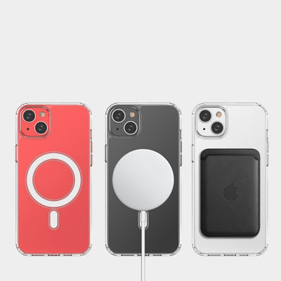 Clear Magnetic Case with MagSafe for iPhone 14 Plus with silver ring - transparent — Hurtel