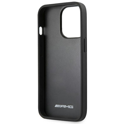 AMG AMHCP14LDOLBK iPhone 14 Pro 6.1 &quot;black / black hardcase Leather Hot Stamped — Mercedes