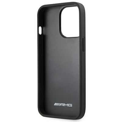 AMG AMHCP14LGSEBK iPhone 14 Pro 6.1 &quot;black / black hardcase Leather Debossed Lines — Mercedes