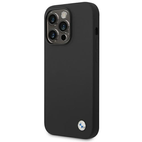 BMW Silicone Metal Logo Case for iPhone 14 Pro - Black