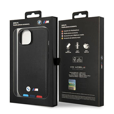 Case BMW BMHCP14M22PTDK iPhone 14 Plus 6.7 "black / black Leather Stamp Tricolor