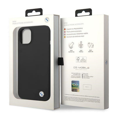BMW Silicone Metal Logo Case for iPhone 14 - Black
